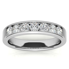 7-Stone 3mm Round Channel Moissanite Anniversary Ring 0.70ct