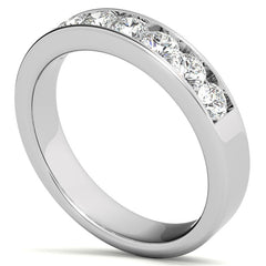 7-Stone 3mm Round Channel Moissanite Anniversary Ring 0.70ct