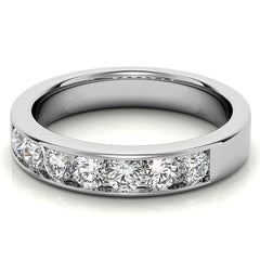 7-Stone 3mm Round Channel Moissanite Anniversary Ring 0.70ct