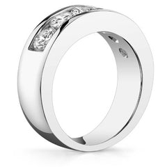 4.5mm 5-Stone Round Brilliant Moissanite Channel Anniversary Ring, 1.66ct