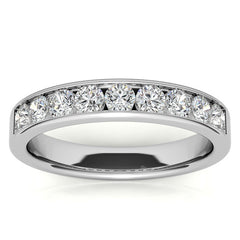 2.7mm 9-Stone Round Brilliant Moissanite Channel Anniversary Ring 0.72ct