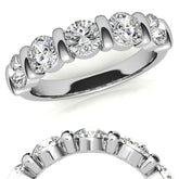 4.5mm Round Brilliant Moissanite Bar Anniversary Ring, 1.65ct