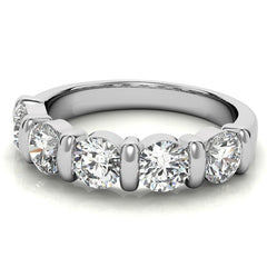 4.5mm Round Brilliant Moissanite Bar Anniversary Ring, 1.65ct