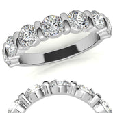 4.0mm Round Brilliant Moissanite Bar Anniversary Ring, 1.75ct