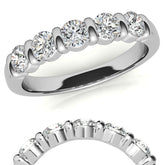 3.5mm Round Brilliant Moissanite Bar Anniversary Ring, 0.75ct