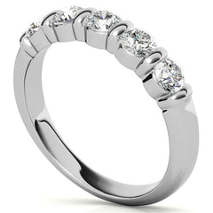 3.5mm Round Brilliant Moissanite Bar Anniversary Ring, 0.75ct