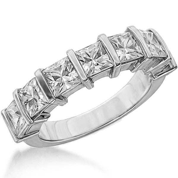 4mm 7-stone Princess cut Moissanite Bar Anniversary Ring