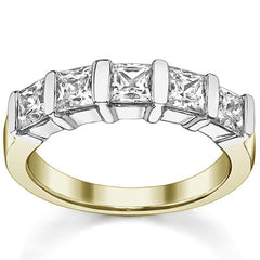 4mm 5-stone Princess cut Moissanite Bar Anniversary Ring