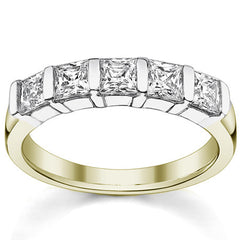 3.5mm 5-stone Princess cut Moissanite Bar Anniversary Ring