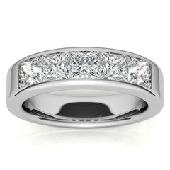 4mm 5-Stone Princess cut Moissanite Channel Anniversary Ring