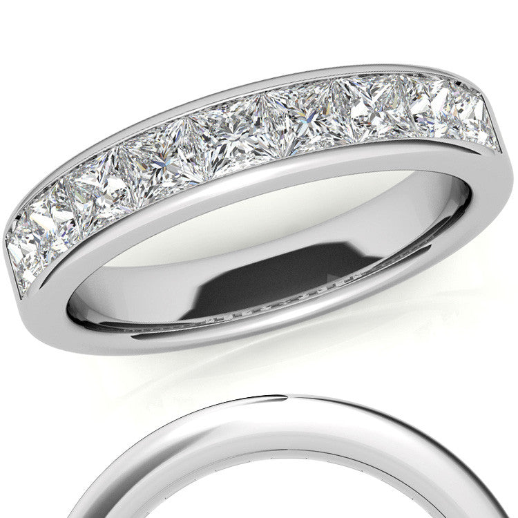 3mm 9-Stone Princess cut Moissanite Channel Anniversary Ring