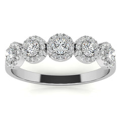 5-Stone Round Brilliant Moissanite Halo Wedding Band