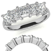 4mm 5-Stone Princess cut Moissanite Anniversary Band