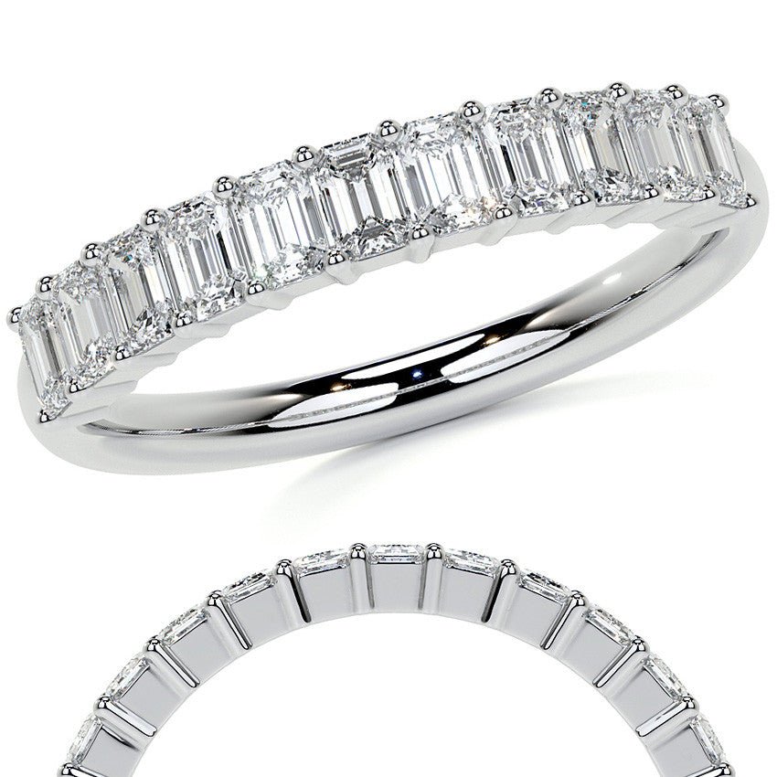 11-Stone 3x2mm Emerald Moissanite Anniversary Band