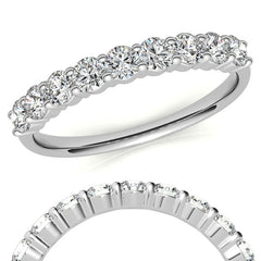 2.7mm 9-Stone Round Brilliant Moissanite Shared Prong Anniversary Band - 0.72ct
