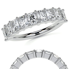 9-Stone 4x3mm Emerald / Radiant Moissanite Anniversary Band