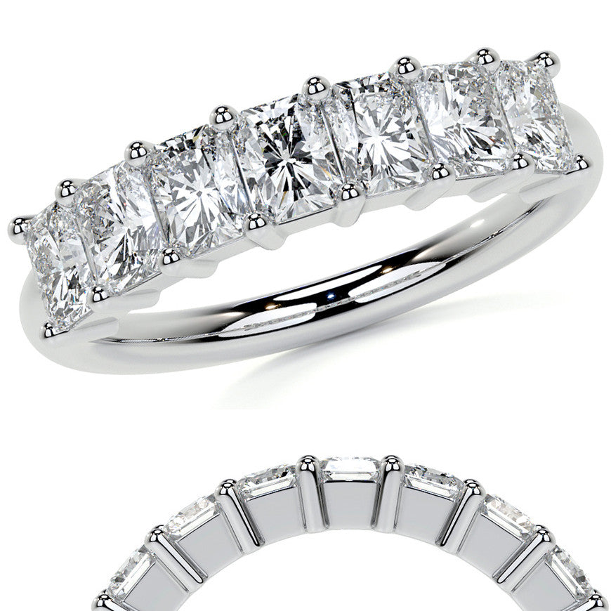 7-Stone 4x3mm Emerald / Radiant Moissanite Anniversary Band
