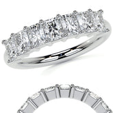 7-Stone 4x3mm Emerald / Radiant Moissanite Anniversary Band