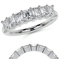 7-Stone 4x3mm Emerald / Radiant Moissanite Anniversary Band