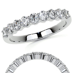 3x2.5mm 9-Stone Oval Shared Prong Moissanite Anniversary Band