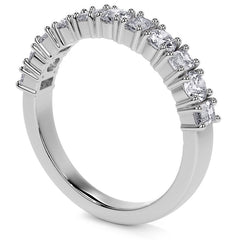 11-Stone Round and Emerald Moissanite Anniversary Band