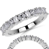 11-Stone Round and Emerald Moissanite Anniversary Band