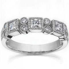 3mm Princess cut Moissanite Milgrain Moissanite Anniversary Ring