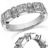 3mm Princess cut Moissanite Milgrain Moissanite Anniversary Ring