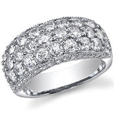 Round Brilliant Moissanite Antique Pave Ring with Milgrain Accents