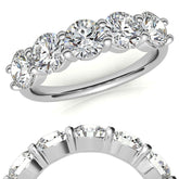 5-Stone Round Brilliant Moissanite Shared-Prong Ring 5mm 2.5ct