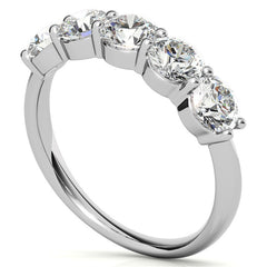 5-Stone Round Brilliant Moissanite Shared-Prong Ring 4.5mm 1.65ct
