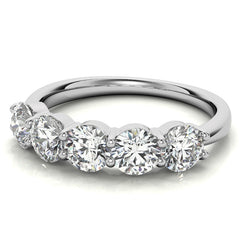 5-Stone Round Brilliant Moissanite Shared-Prong Ring 4.5mm 1.65ct
