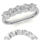 5-Stone Round Brilliant Moissanite Shared-Prong Ring 4mm 1.25ct
