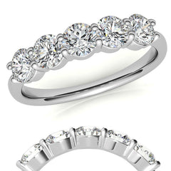 5-Stone Round Brilliant Moissanite Shared-Prong Ring 4mm 1.25ct