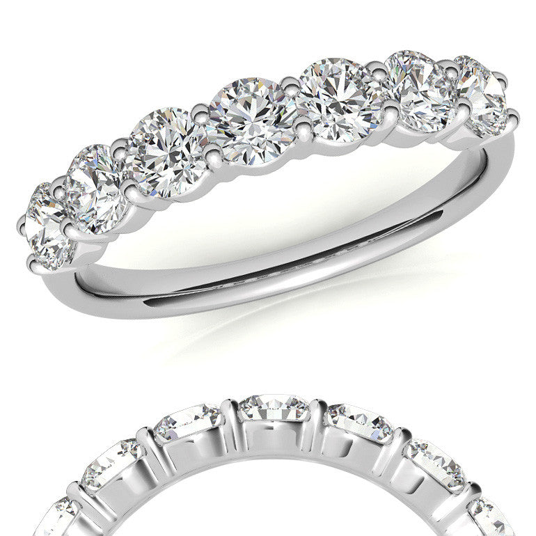 7-Stone Round Brilliant Moissanite Shared-Prong Ring - 3.5mm 1.05ct