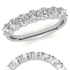 7-Stone Round Brilliant Moissanite Shared-Prong Ring - 3.5mm 1.05ct