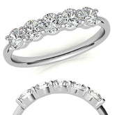 5-Stone Round Brilliant Moissanite Shared-Prong Ring 3.5mm 0.75ct