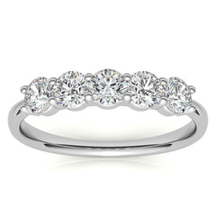 5-Stone Round Brilliant Moissanite Shared-Prong Ring 3.5mm 0.75ct