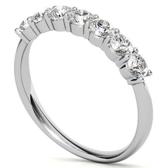 7-Stone Round Brilliant Moissanite Shared-Prong Ring 3mm 0.70ct