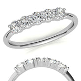 5-Stone Round Brilliant Moissanite Shared-Prong Ring 3mm 0.50ct