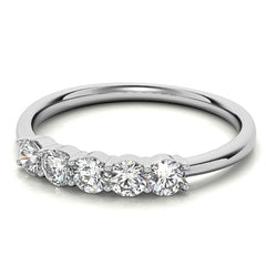 5-Stone Round Brilliant Moissanite Shared-Prong Ring 3mm 0.50ct
