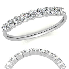 9-Stone Round Brilliant Moissanite Shared-Prong Ring 2.5mm 0.54ct