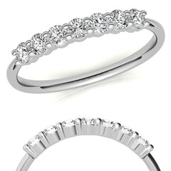 7-Stone Round Brilliant Moissanite Shared-Prong Ring 2.5mm 0.42ct