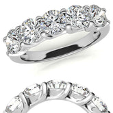 5-Stone Round Brilliant Moissanite Shared-Prong Trellis Ring 5mm 2.5ct