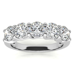 5-Stone Round Brilliant Moissanite Shared-Prong Trellis Ring 5mm 2.5ct