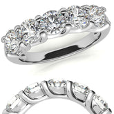 5-Stone Moissanite Shared-Prong Trellis Ring 4.5mm 1.66ct
