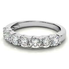 7-Stone Moissanite Shared-Prong Trellis Ring 3.5mm 0.75ct