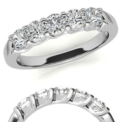 5-Stone Moissanite Shared-Prong Trellis Ring 3.5mm 0.75ct