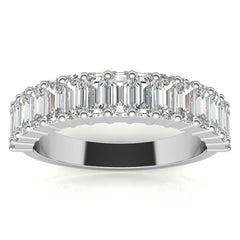 4x2mm Emerald Moissanite Anniversary Band - 1.5tcw