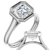 Asscher cut Moissanite Petite Bezel Solitaire